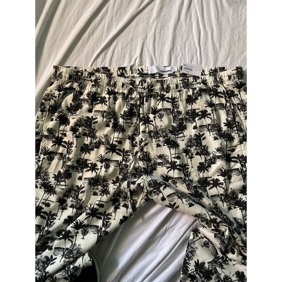 Capri Pants Mid Rise Palm Tree Print Black & White Size Plus 1X Summer Style - Picture 4 of 8
